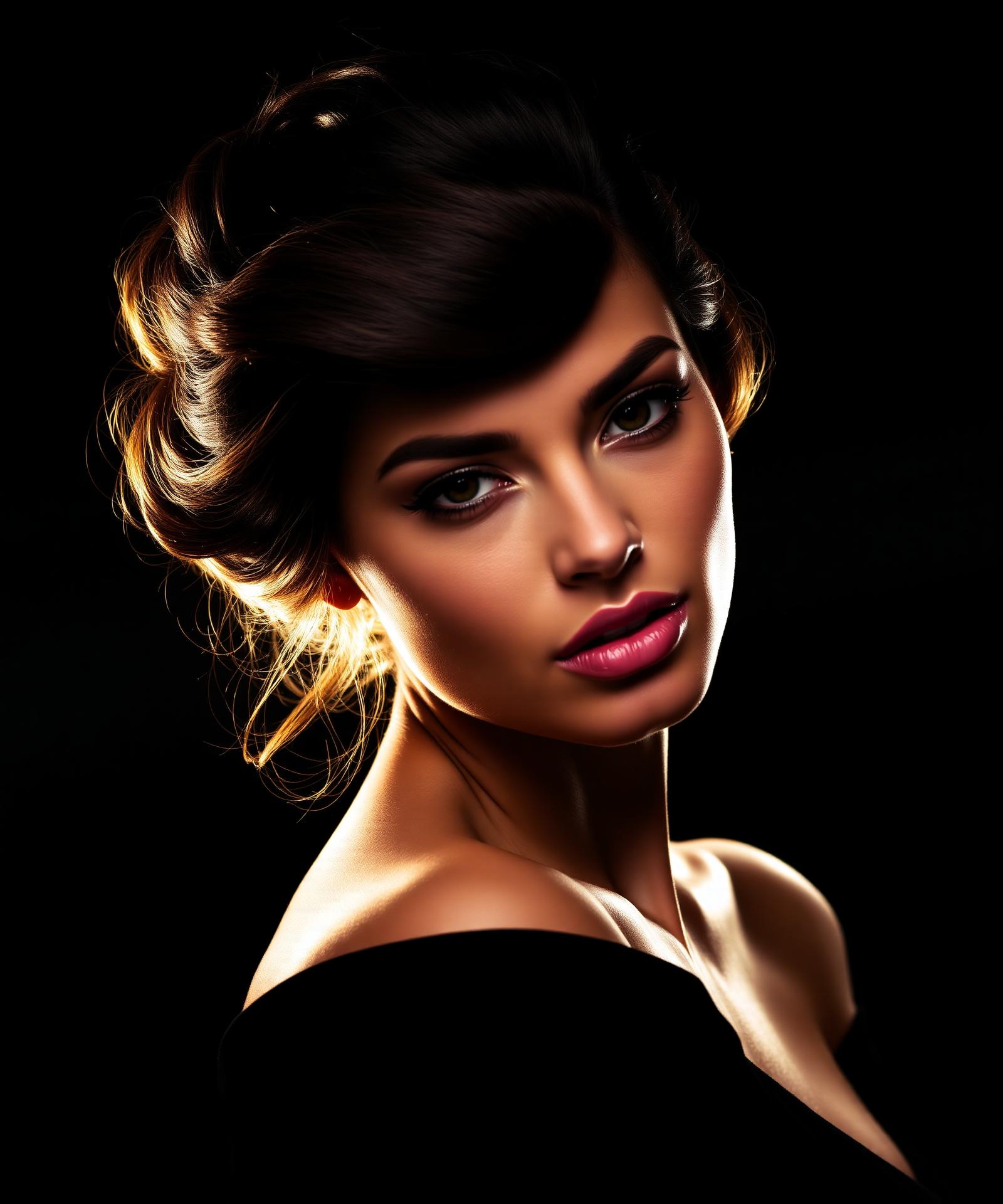 Modelo com cabelo elegantemente estilizado no RO Gouveia Studio Hair